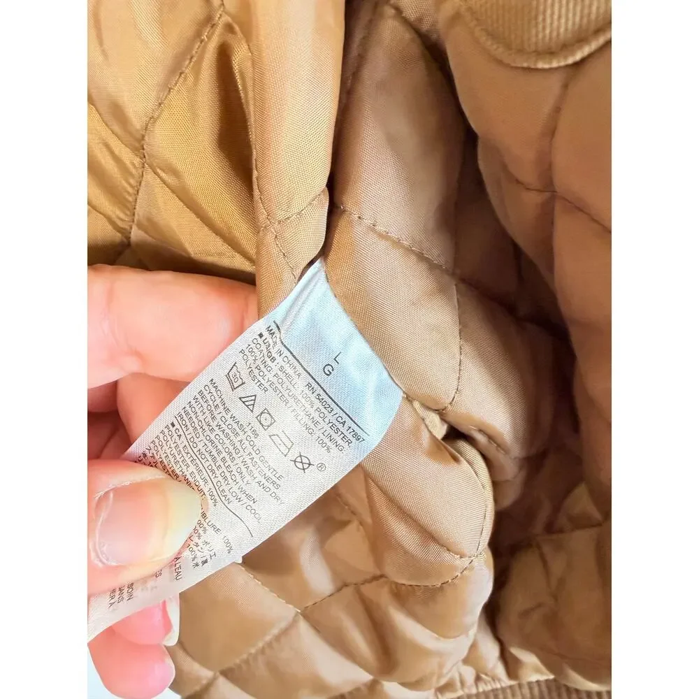 Banana Republic Flight Jacket Mens Large Tan Water Resistant Bomber Jacket